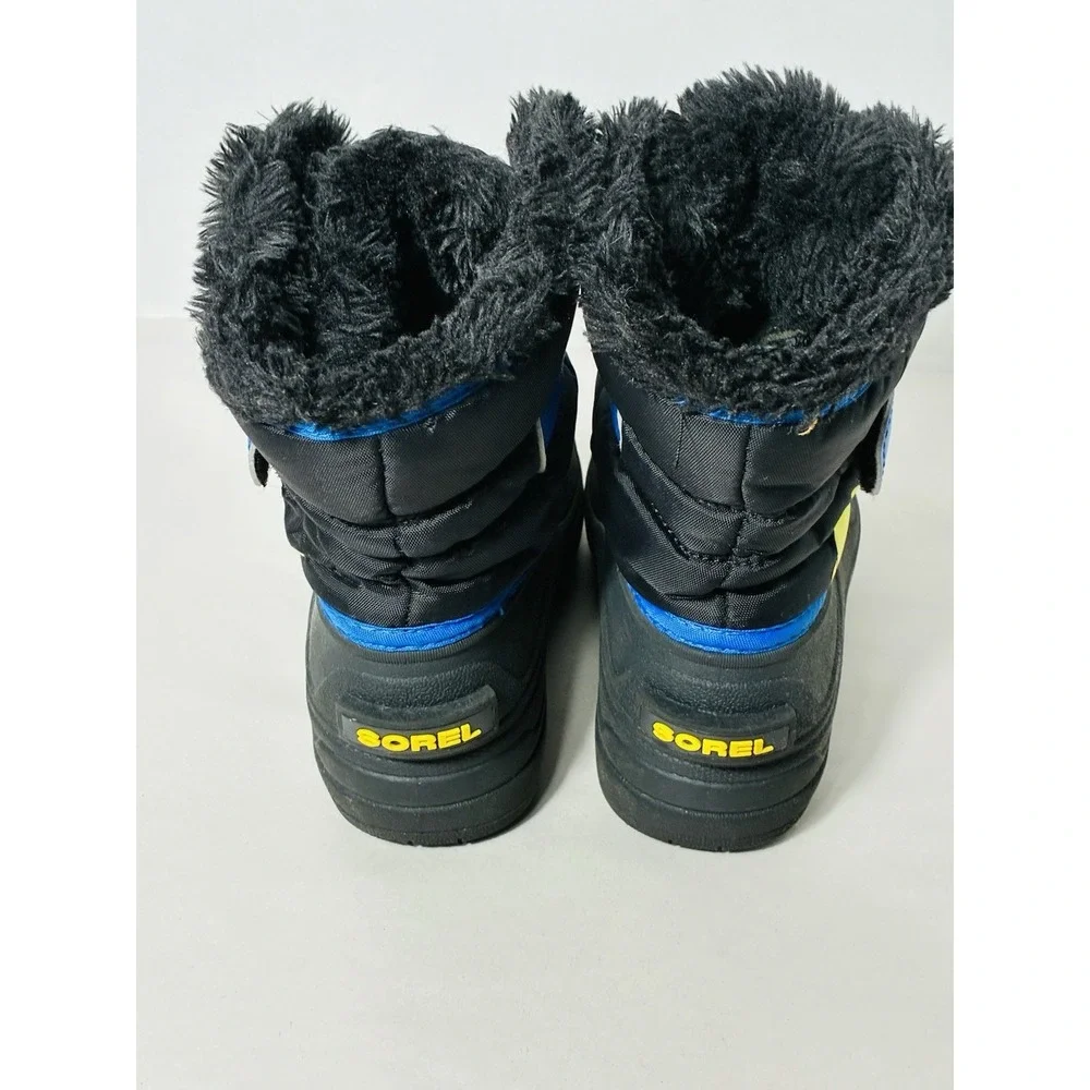 Sorel Snow Commander Boots Sz 13 Black Blue Fleece Lined Winter Snow School